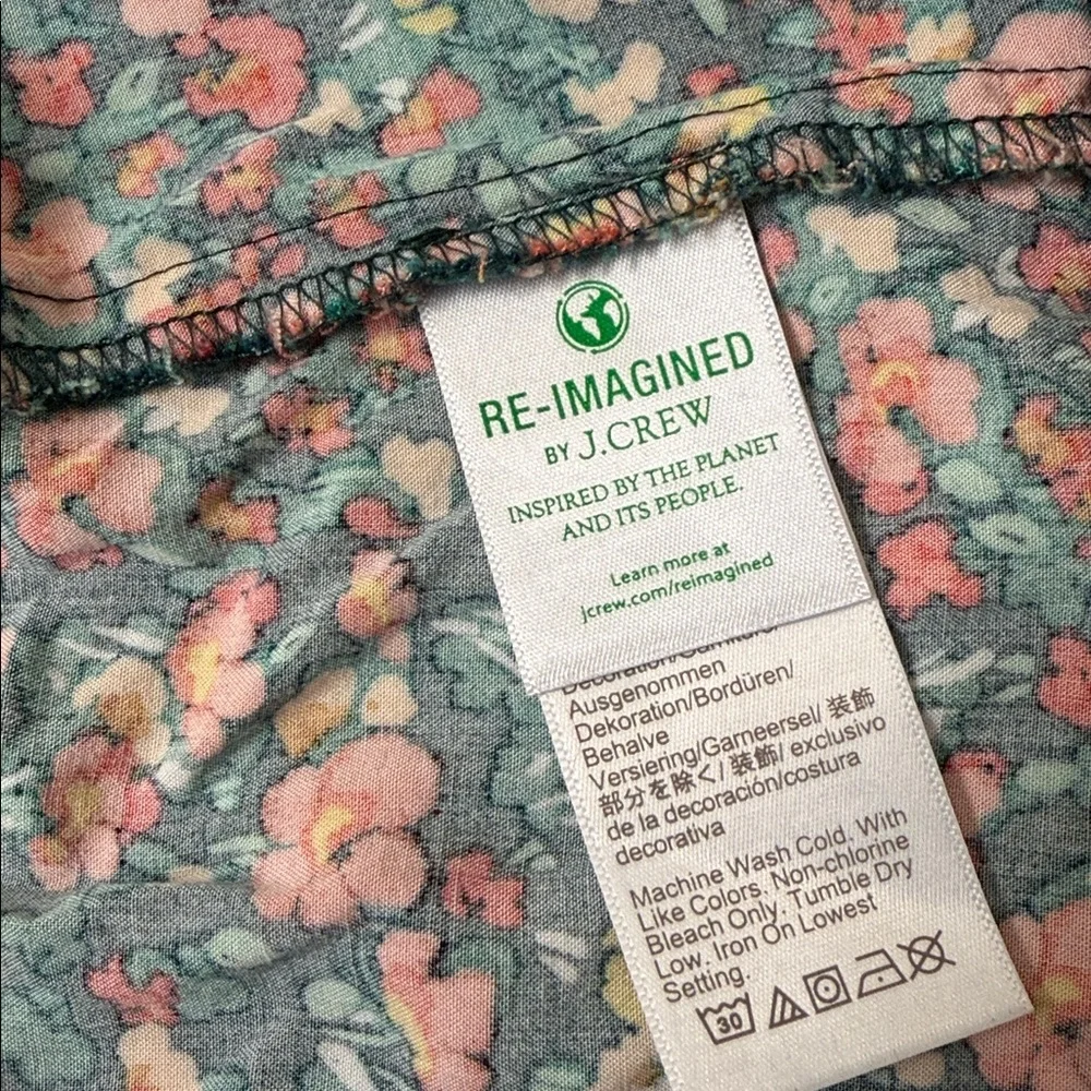 J. Crew V-Neck Smocked Green Floral Midi Dress - Picture 11 of 11